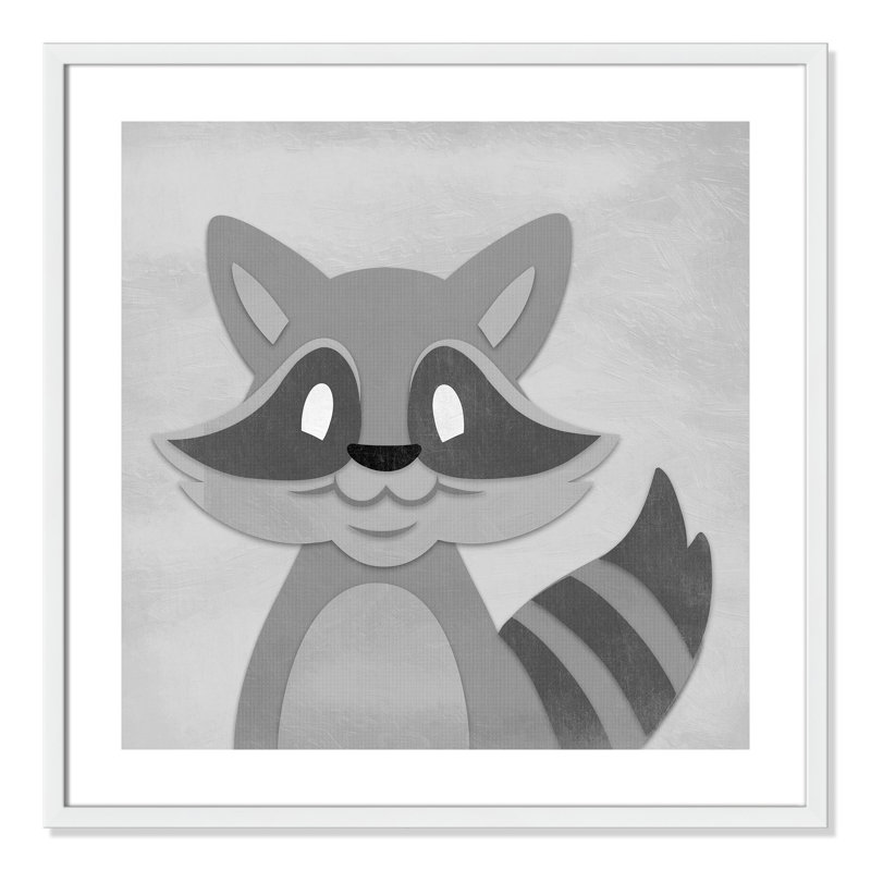 Impression sur papier Cheery Racoon, H 26,5 po x l 26,5 po x P 1,18 po, Encadré de boîte blanc