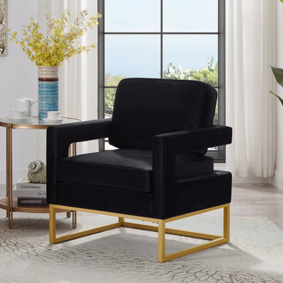 Chaise d'appoint de style moderne avec base en métal doré, fauteuil en tissu d'ameublement en tissu de velours rembourré avec accoudoirs ouverts, fauteuil d'appoint