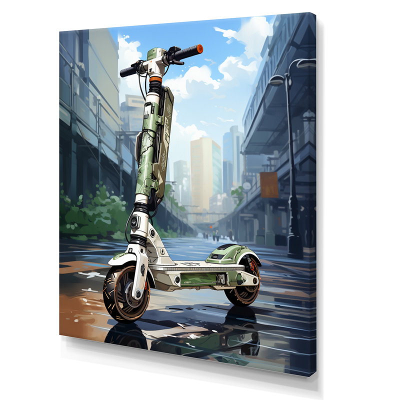 Scooter Compact Commuter II - impressions sur toile de scooter, H 20 po x l 12 po x P 1 po, Toile tendue