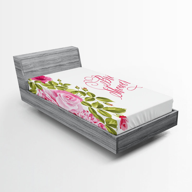 Ensemble de 2 draps-housse Ambesonne Pink Bride Shabby Flowers, Ensemble literie pour lit simple
