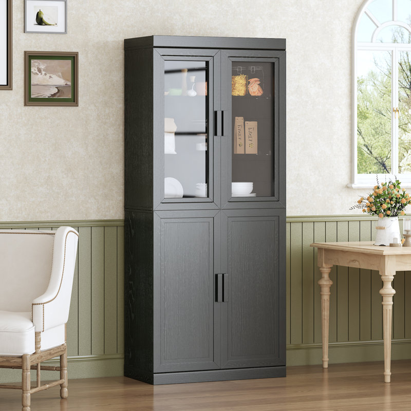Garde-manger 72 po avec tablettes en bois, Noir, noir, noir, noir