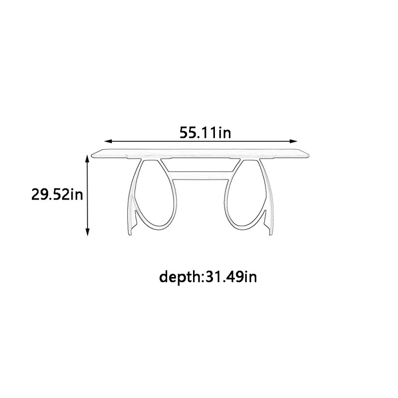 Rock board modern simple dining table, 29.52"H x 55.11"L x 31.49"W