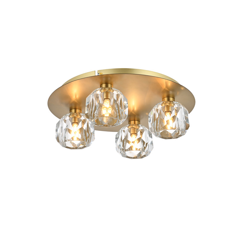Craney Crystal Flush Mount, Gold, 4 Lights, 4" H x 14" W x 14" D