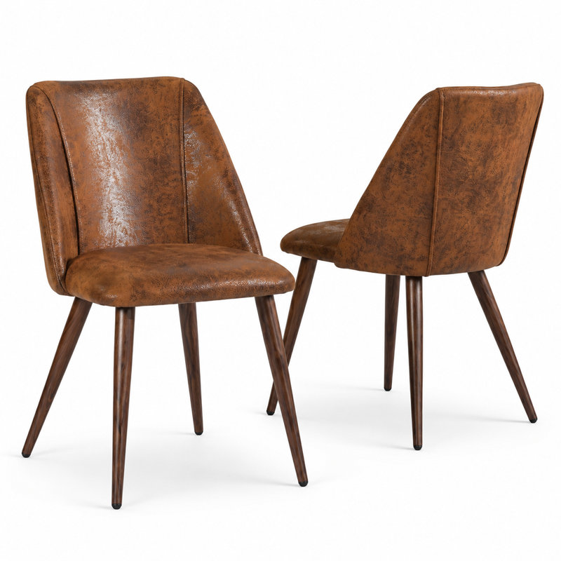 Chaises de salle à manger rembourrées Laqueisha, Brun