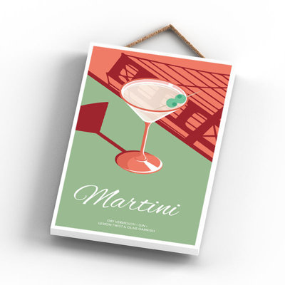 Cocktails - Martini Wooden Hanging Plaque