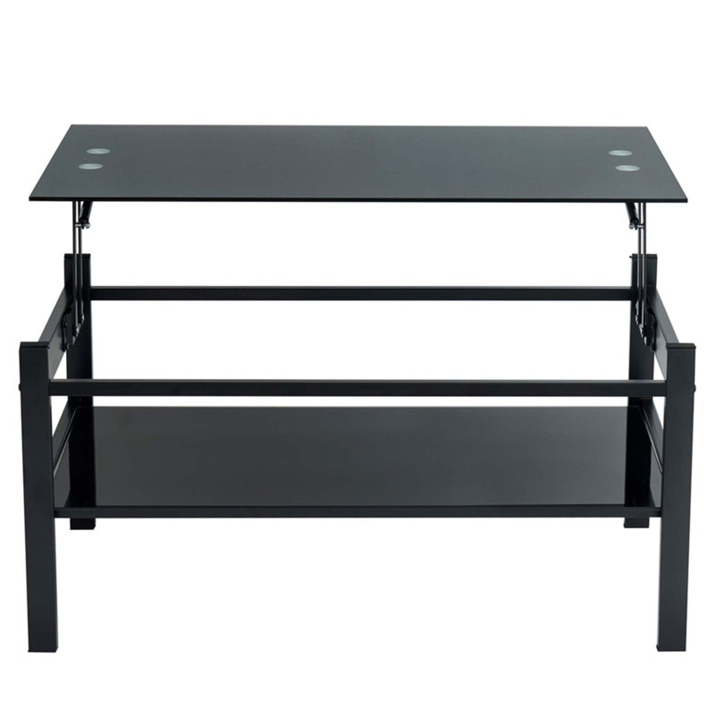 Table basse à plateau relevable en verre