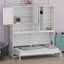 Lit mural peu encombrant avec armoire suspendue, tablettes ouvertes, éclairage intégré et port de charge USB-1476360063