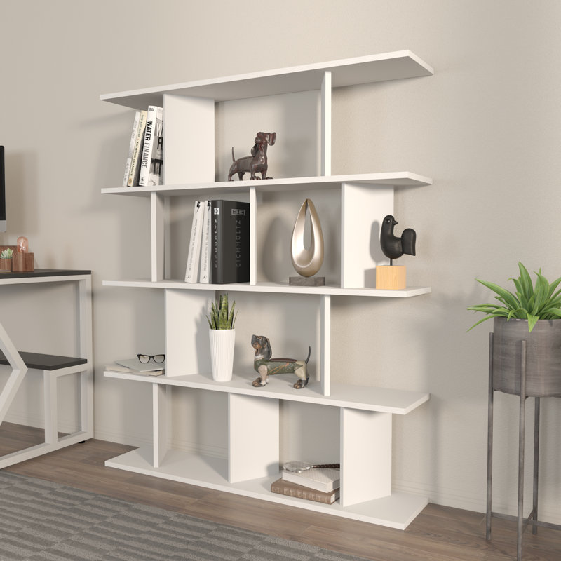 Liley-Rose 141cm H x 120cm W Standard Bookcase, White
