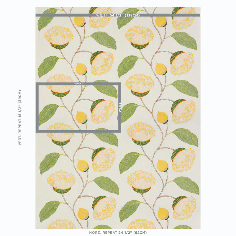 Celinda Embroidery Fabric, Yellow