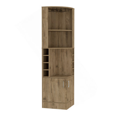 Bar Cabinet Papprika, 8 Wine Cubbies, Double Door, Dark Brown Finish