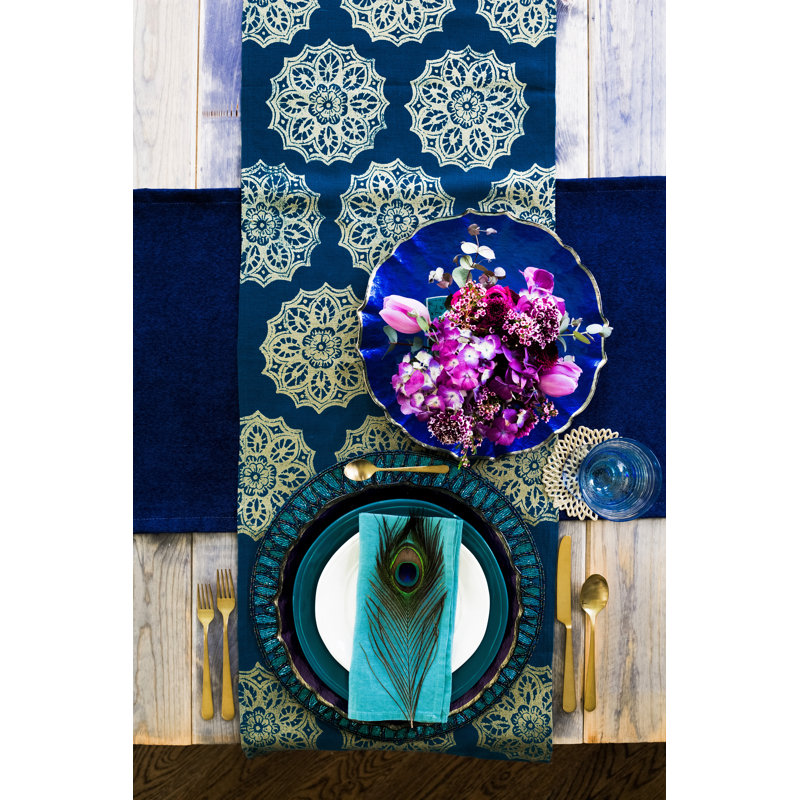 Baroque Glass Scalloped Charger, Aqua