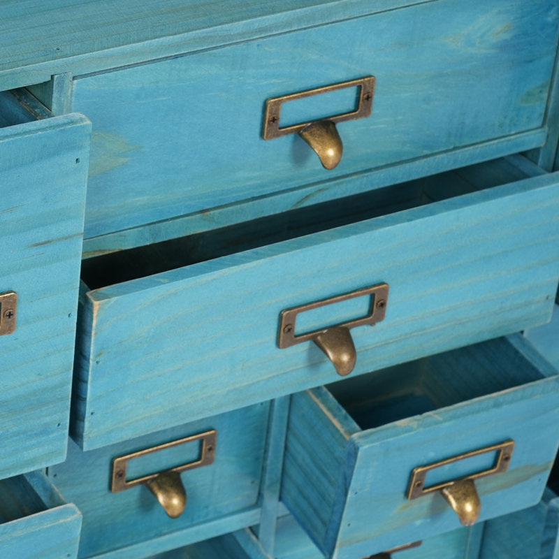 Wood Stackable Desk Organizer with 12 Drawers, Blue