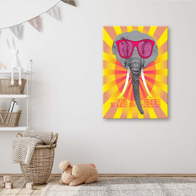 Mural, Elephant With Glasses - Wrapped Canvas Print, 100cm H x 70cm W