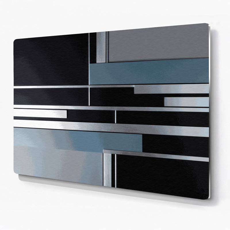 Minimalisme 47, art mural gris en métal, H 24 po x l 36 po