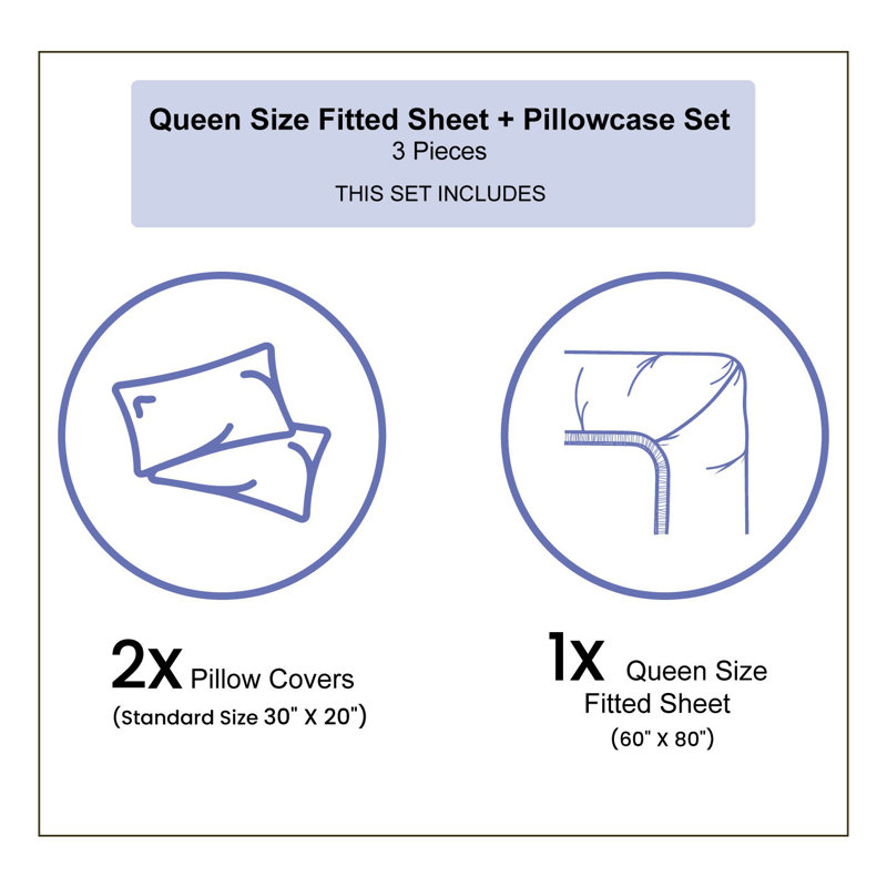 Microfiber Floral Sheet Set, Queen Sheet Set with Fitted Sheet