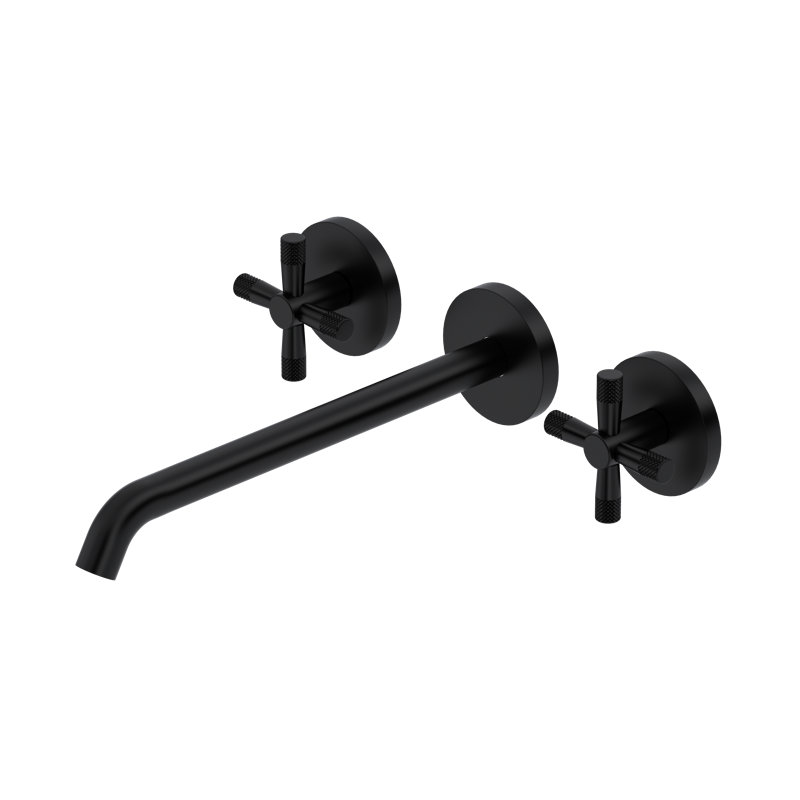 Amahle Wall Mount Tub Filler Trim with C-Spout, Matte Black