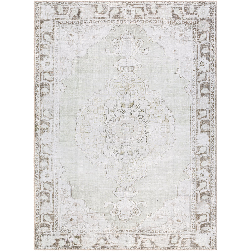 Machine Washable Area Rug Cream/Brown/Green_PNWRN2300