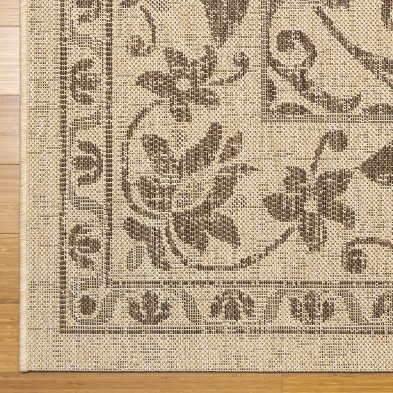 Paseo Ryoan Beige/Brown Traditional Medallion Flatweave Indoor/Outdoor Area Rug, Runner 2'2" x 6'