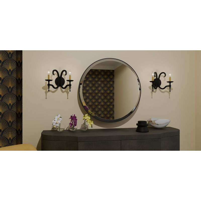 Janci 2-Light Earth Black Wall Sconce