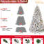 Arbre de Noël enneigé 7 pi avec 500 lumières colorées UL, 45 pins naturels, 1124 pointes enneigées, branches à charnière pour un rembourrage rapide, et branches de décoration de base en métal, support stable