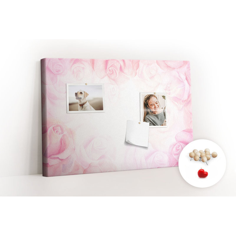 Wall Mounted cork board with print wall art notice boards home office bulletin board ideas Rose abstraction