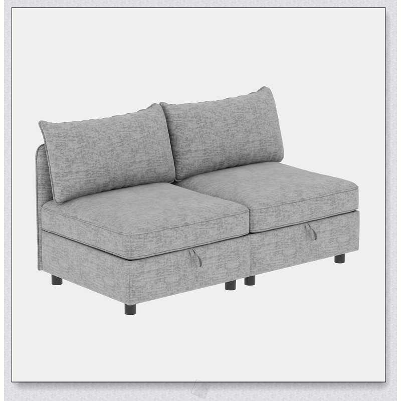 Causeuse modulaire avec méridienne, design moderne Mid-Century, rangement intégré pour les petits espaces et une utilisation polyvalente