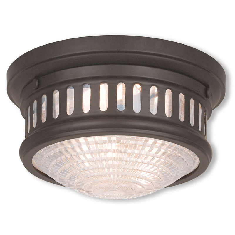 Plafonnier encastré en verre Bywell, Bronze, H 5 po x l 11 po x P 11 po