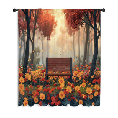 Park bench Window Curtains, Scenery Blockout & Sheer Curtains - 1 Panel