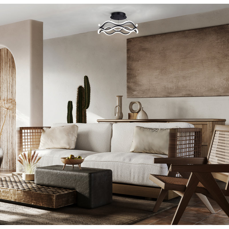 Derinna 16.88 In. Modern Integrated LED Black Contemporary Semi Flush