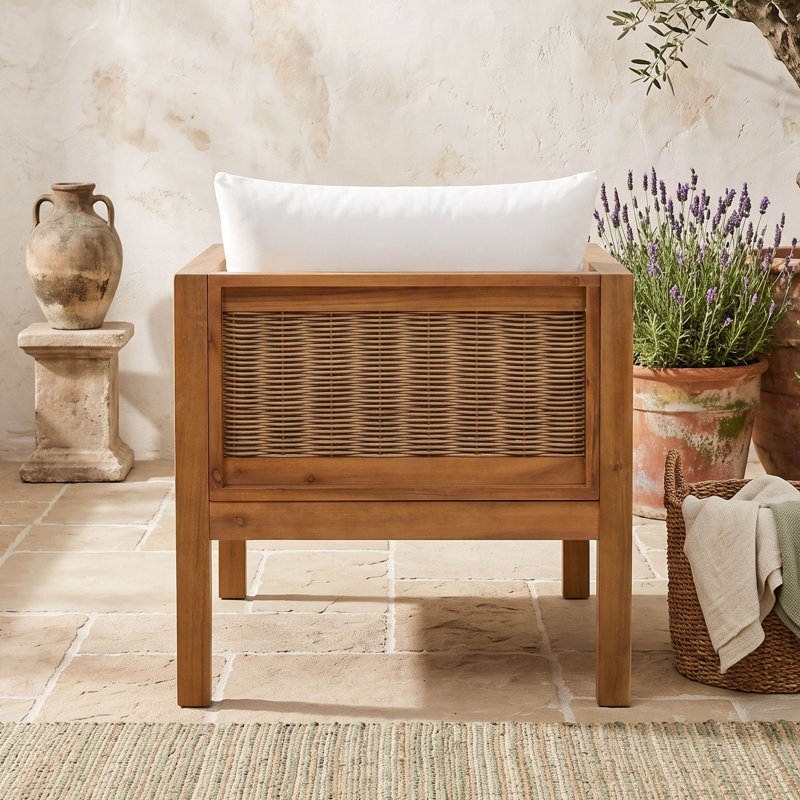 Ensemble de deux fauteuils d'extérieur avec coussins, Naturel beige
