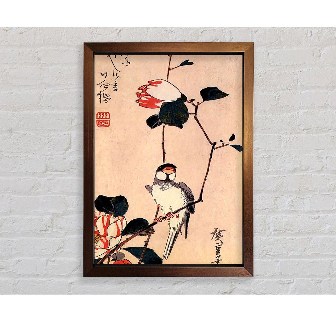 Java-Spatz auf einem Magnolienzweig von Hiroshige - Einzelne Bilderrahmen Kunstdrucke