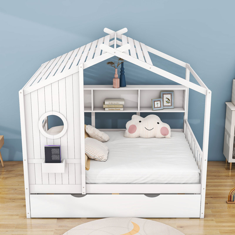 Lit plateforme avec lit gigogne Adaure, Blanc, Complète