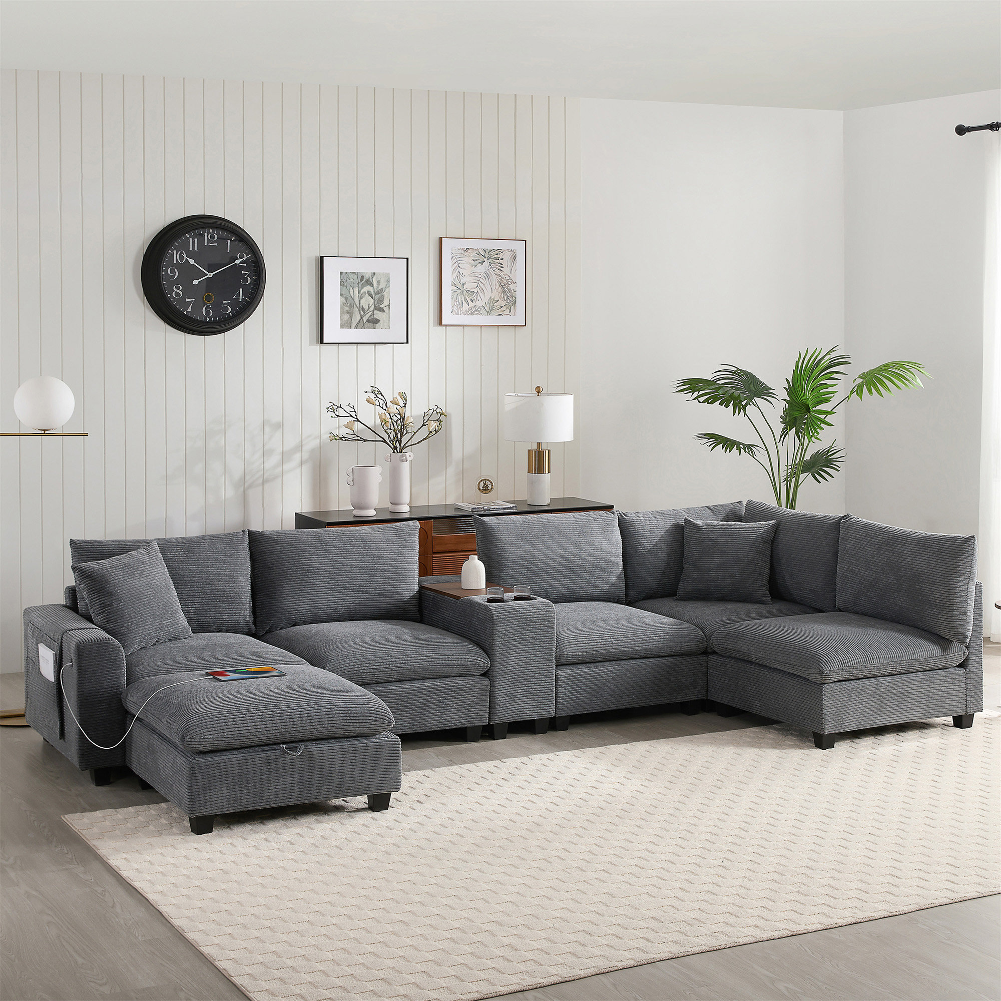 Hokku Designs 140'' Oversized Modular Sectional Sofa With Movable ...