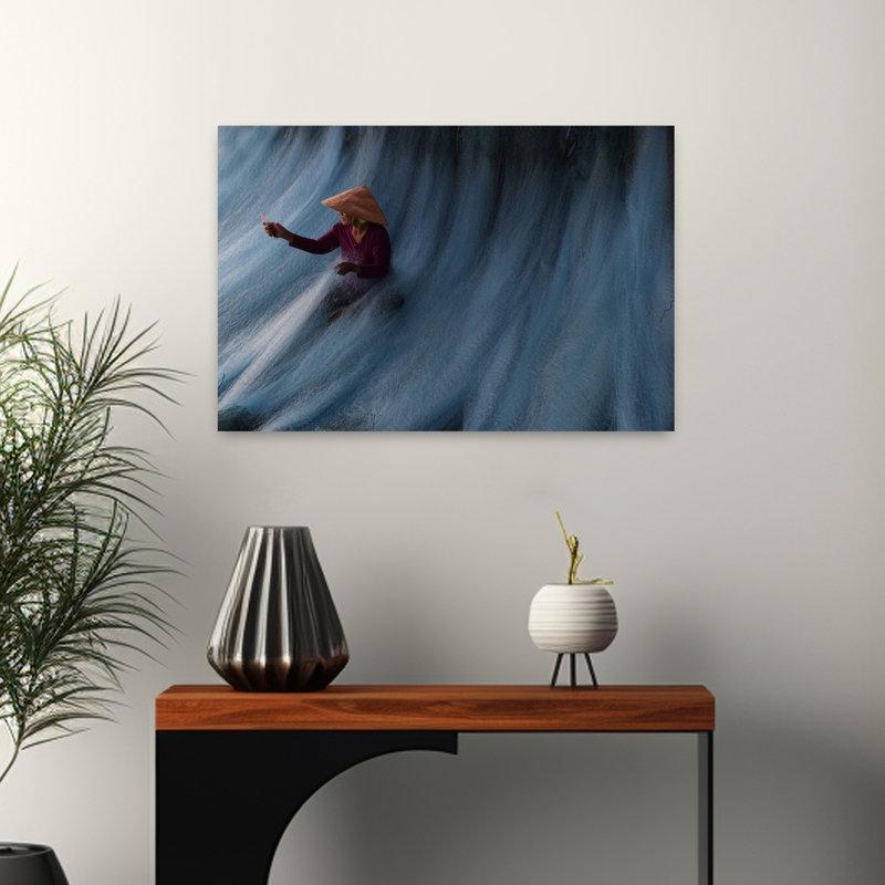 Art mural traditionnel traditionnel bleu traditionnel Serene, 16" H x 24" W