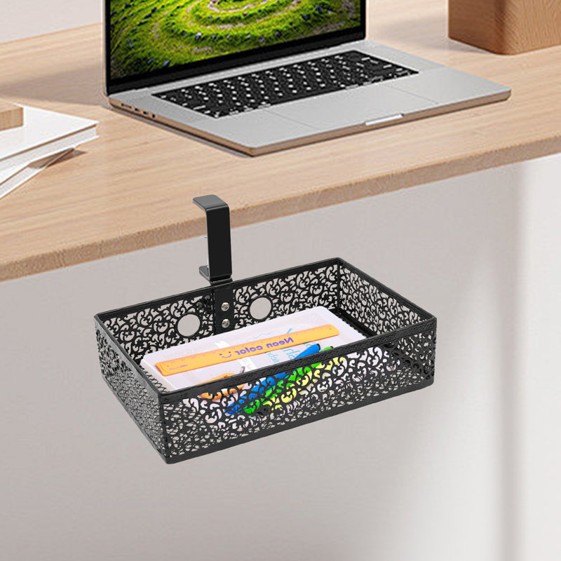 360° Rotatable Under Desk Storage Organizer, Black