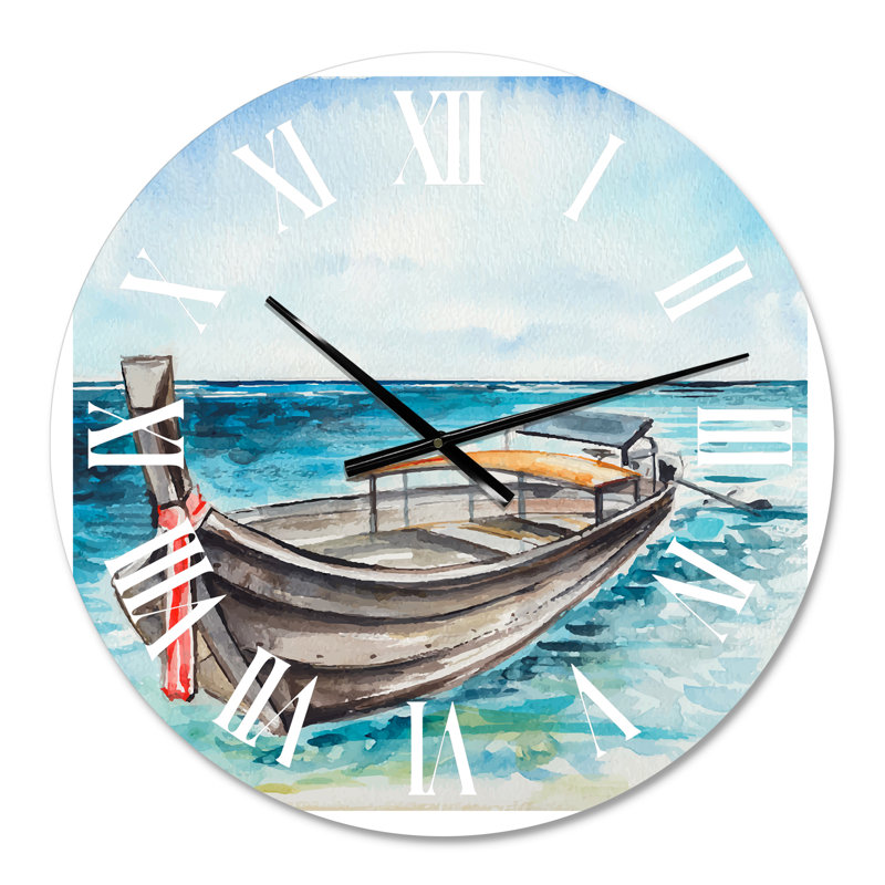 Little Boat At The Shore - Nautical & Coastal Wall Clock, Small