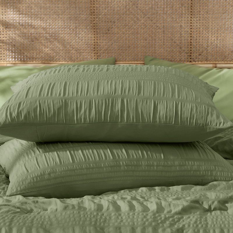 Comforter Set, Seersucker Bed in a Bag Soft All Seasons, Bedding Sets with Comforter, Flat Sheet, Fitted Sheet, Pillow Shams, Pillowcases