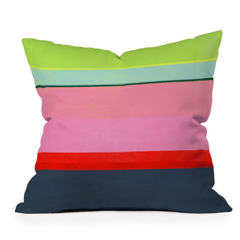  Coussin décoratif rayé intérieur / extérieur en polyester, 18 po x 18 po