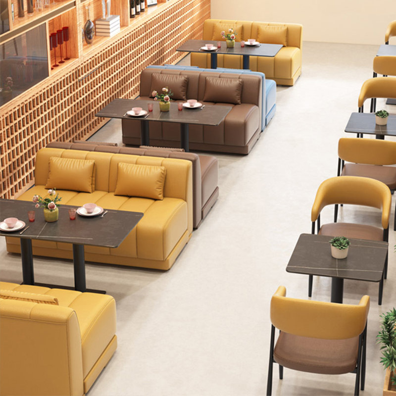 Banc rembourré en similicuir Modern, Jaune clair