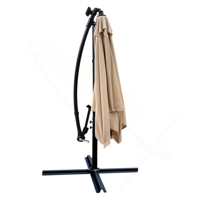 Parasol de terrasse rectangulaire 2X3m à énergie solaire à DEL avec parasol imperméable à 6 côtes avec manivelle et base en croix pour terrasse de jardin