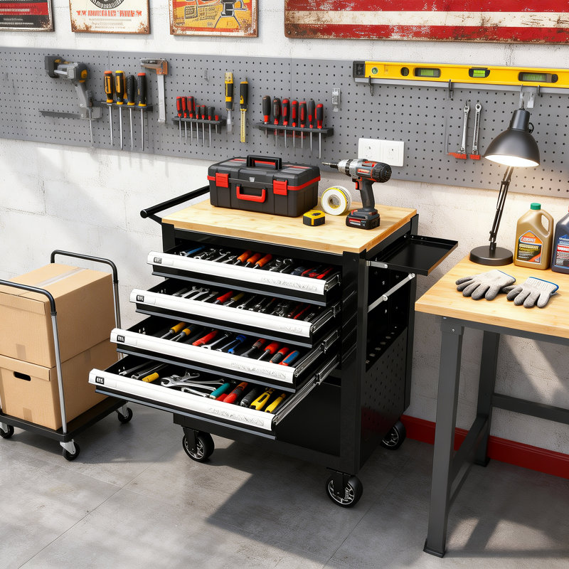 26.8" W 4-Drawer Combination Set With Wheels