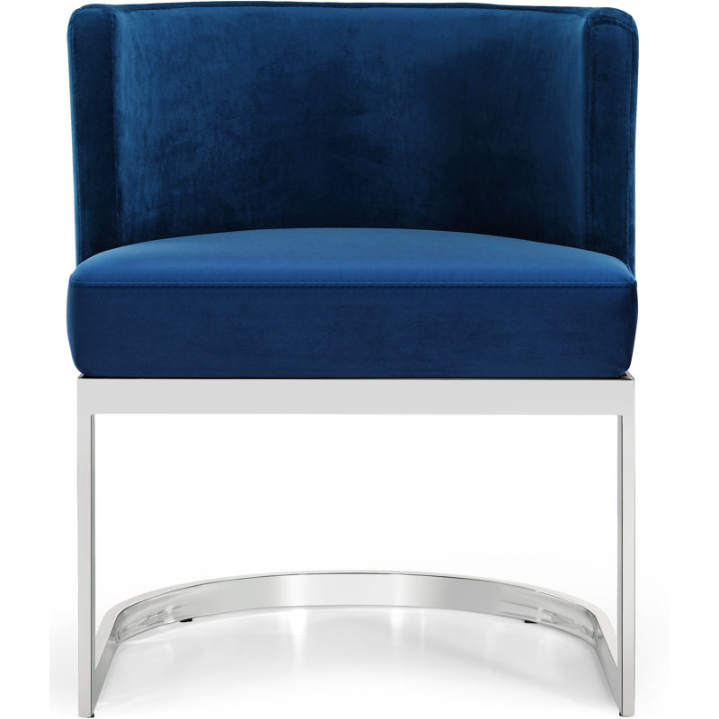 Gianna Barnier Wingback Arm Chair, Navy Velvet, Chrome