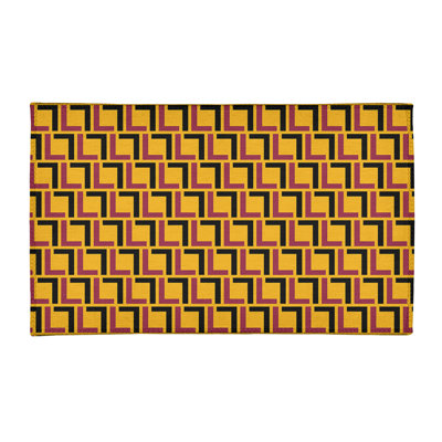 Tapis géométrique noir / jaune / bourgogne