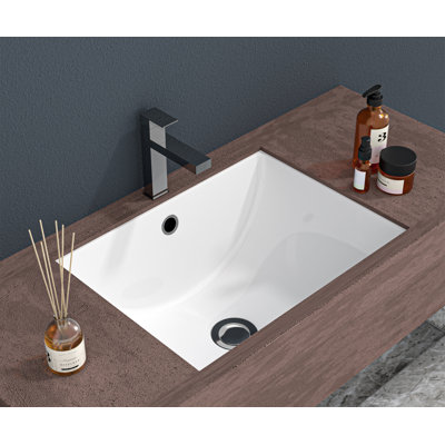Lavabo de salle de bain rectangulaire encastré en céramique blanche 21 "x 14" avec trop-plein