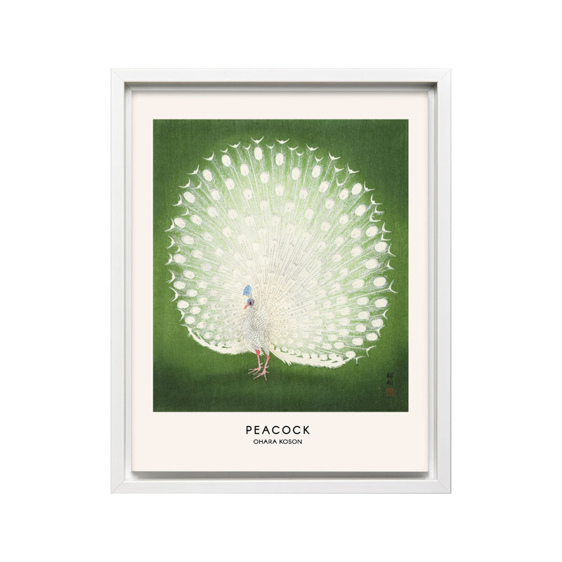 Ohara Koson - Paon No1, Canvas, 24"H x 32"W, White Framed
