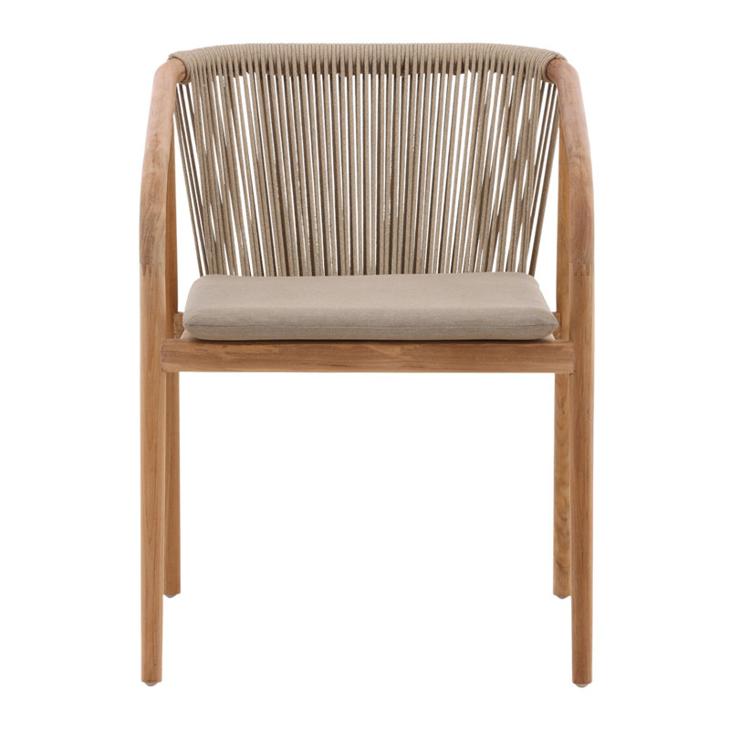 Carson Teak Wood Outdoor Dining Chair, Beige