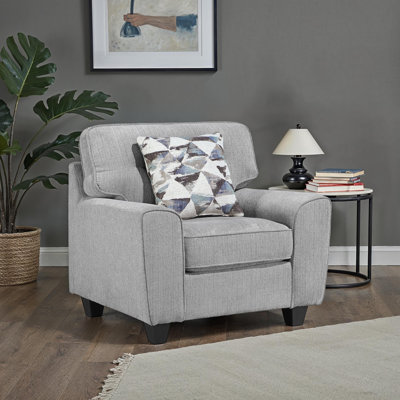 Layanna 39.5" Modern & Contemporary Accent Chair with Chenille Fabric Upholstery, Diamond Stitched Back, Metal Legs