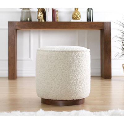 Idas 42cm Wide Round Solid Colour Footstool Ottoman