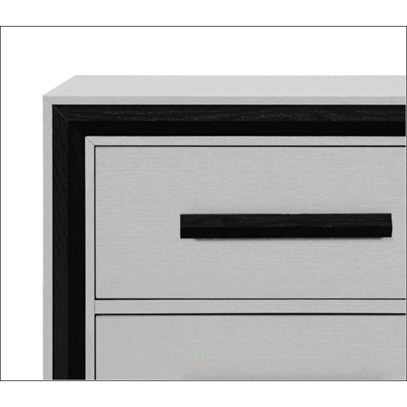 Table de chevet grise et noire Adelaide avec refroidisseur intégré et haut-parleur sans fil, parfaite pour les chambres à coucher modernes et le divertissement.