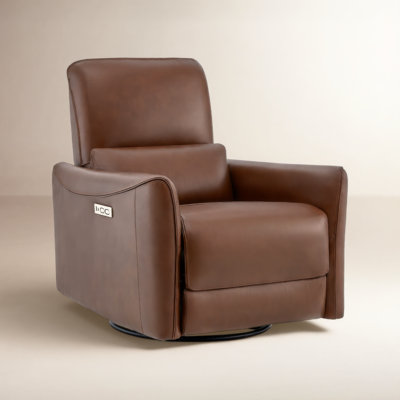 Santo 33" Genuine Leather Swivel Power Recliner